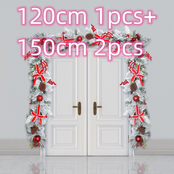 New Flocking Wreath Outdoor Decoration Door Hanging Christmas Wreath Rattan by 253444