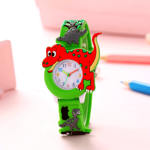 Relógio Infantil Dinossauro Pulseira Silicone Educativo