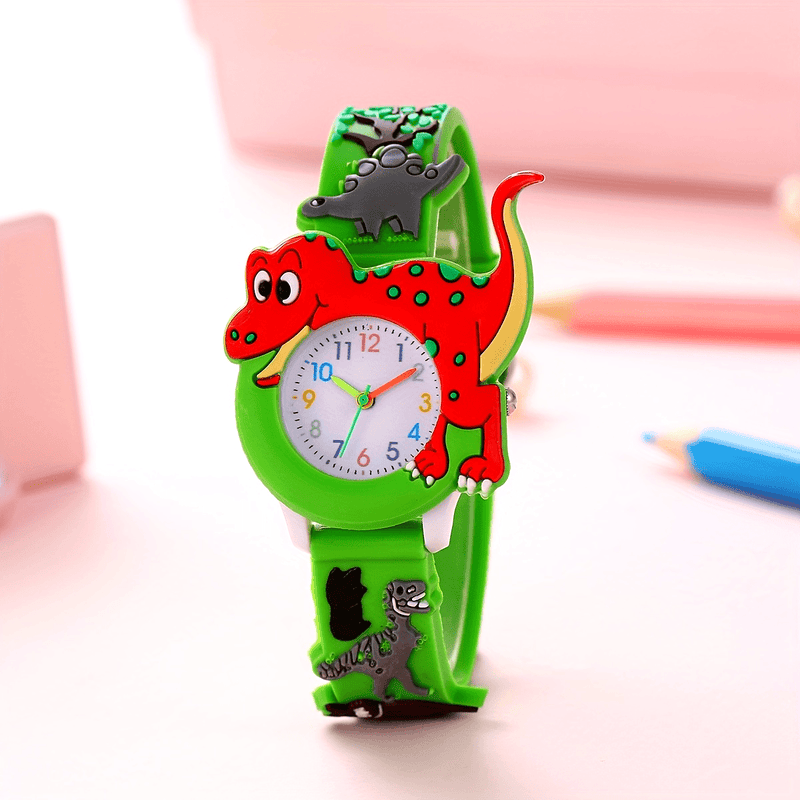 Relógio Infantil Dinossauro Pulseira Silicone Educativo