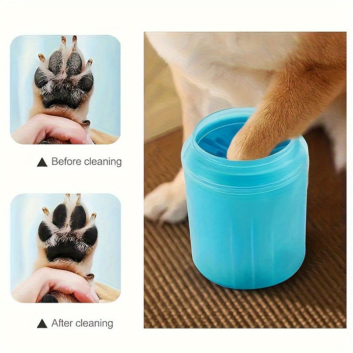 Portable Silicone Pet Paw Cleaner Cup for Dogs & Cats - Soft Bristle Brush, Non-Electric, PP Material, Blue - Ideal for Keeping Your Pet's Paws Clean Indoors, Dog Paw Cleaner by Casa Perfeita