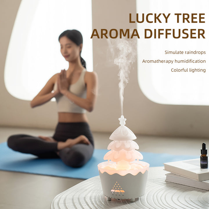 Lucky Tree Oil Diffuser For Christmas Decor, Cute Essential Oil Humidifier With Remote & Timer Settings Red And White by 253444