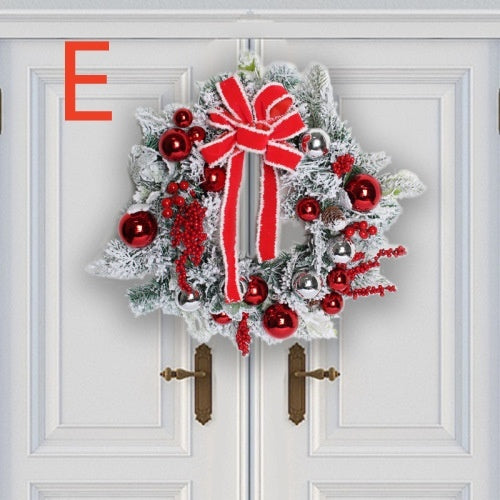 New Flocking Wreath Outdoor Decoration Door Hanging Christmas Wreath Rattan by 253444