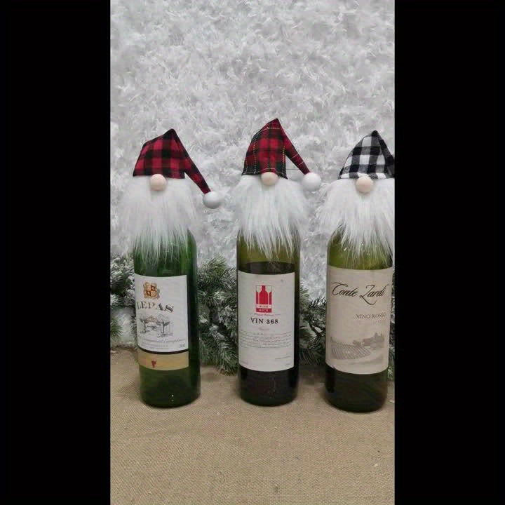 Conjunto de 6 Capas para Garrafa de Vinho Natal Gnomos
