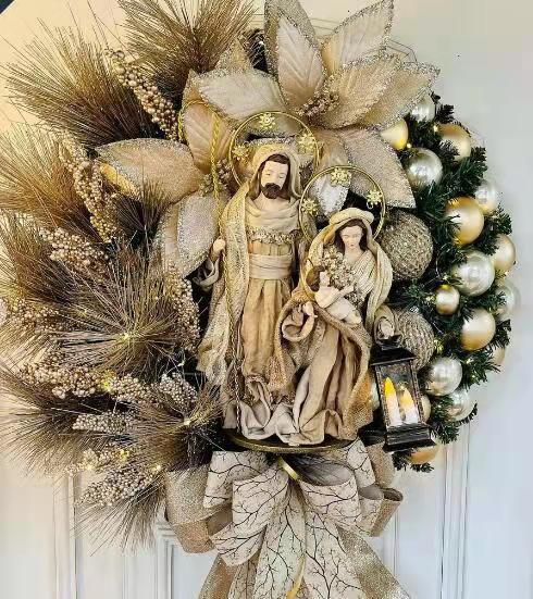 Christmas Decorations Scene Setting Props Jesus Christmas Wreath by 253444