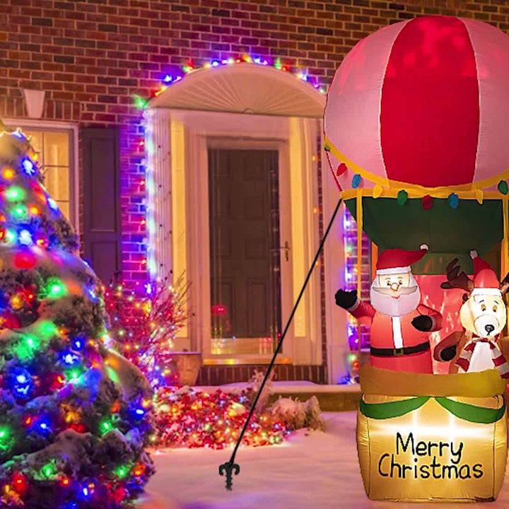 Inflável de Jardim 9ft Natal com Santa e Rena Iluminado
