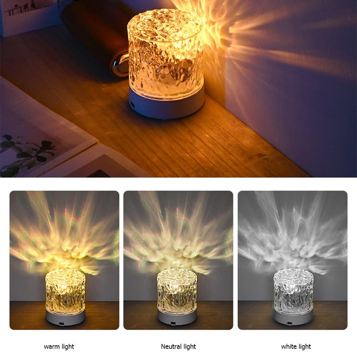 Crystal Lamp Water Ripple Projector Night Light Decoration Home Houses Bedroom Aesthetic Atmosphere Holiday Gift Sunset Lights Home Decor by 253444