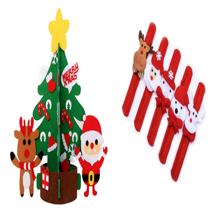 DIY Felt Christmas Tree New Year Toddler Kids Handmade Gift Toys Door Wall Hanging Ornaments Holiday Party Home Decor Set by 253444