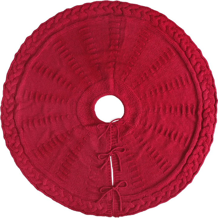 Christmas Knitted Tree Skirt Red Decorations by 253444