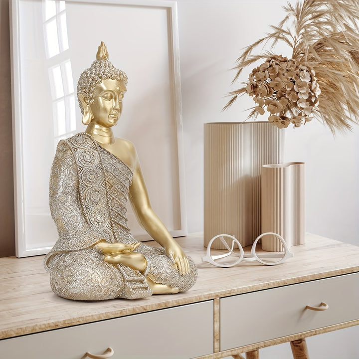Estátua de Buda Meditante Zen Decorativa para Casa Tableto by Casa Perfeita