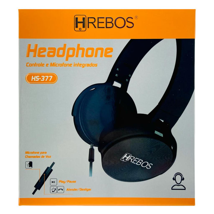Fone Hrebos Headphone Com Fio Controle E Microfone Integrado HS-377 by 253444