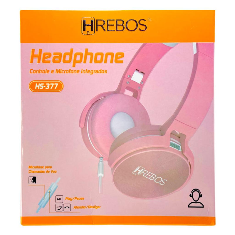 Fone Hrebos Headphone Com Fio Controle E Microfone Integrado HS-377 by 253444