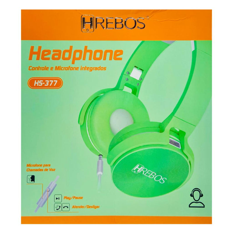 Fone Hrebos Headphone Com Fio Controle E Microfone Integrado HS-377 by 253444