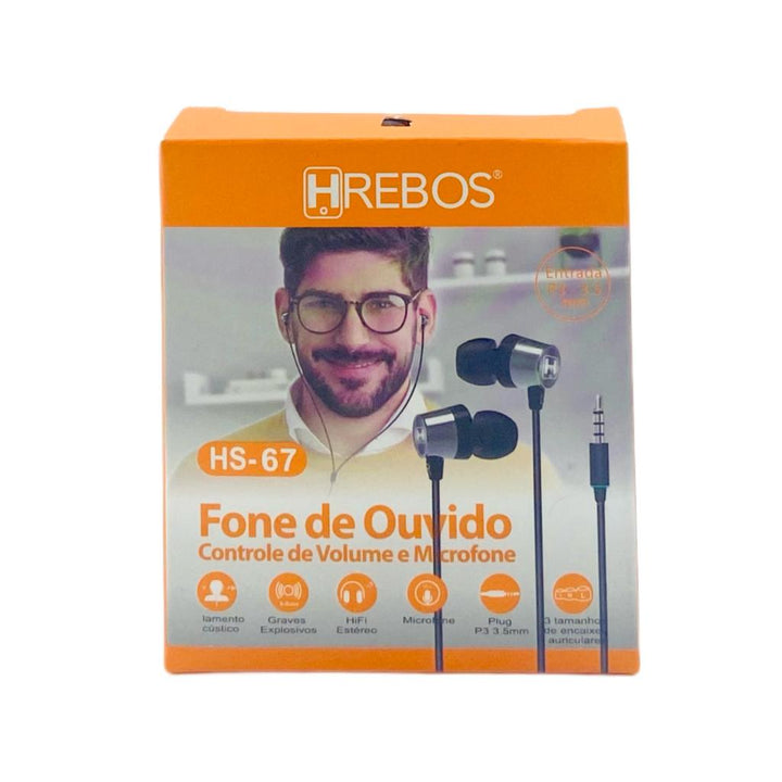 Fone de Ouvido P2 Hrebos Com Fio Estéreo HS-67 by 253444