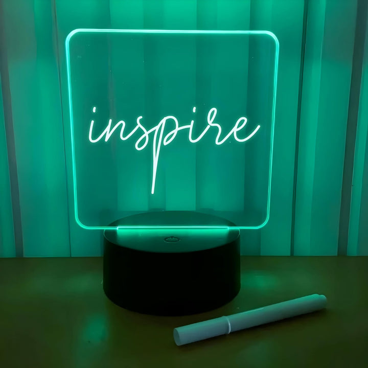 Luminária Lousa De Mesa Com Led E Caneta para Escrever