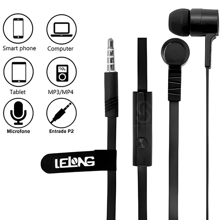 Fone de Ouvido Com Fio P3 Nenhum Ruído X-Bass Lelong LE-0201 by 253444
