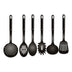 Conjunto Kit Utensílios Cozinha Nylon Colher Concha Escumadeira Espátula Pegadores Preto by 474443
