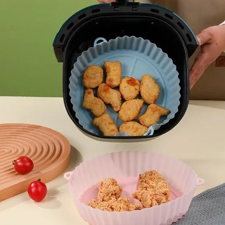 Forma Bandeja de Silicone Flexível Protetora Reutilizável Antiaderente para Fritadeira Elétrica Air Fryer