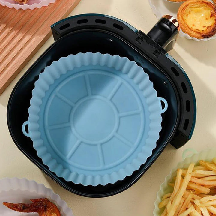 Forma Bandeja de Silicone Flexível Protetora Reutilizável Antiaderente para Fritadeira Elétrica Air Fryer