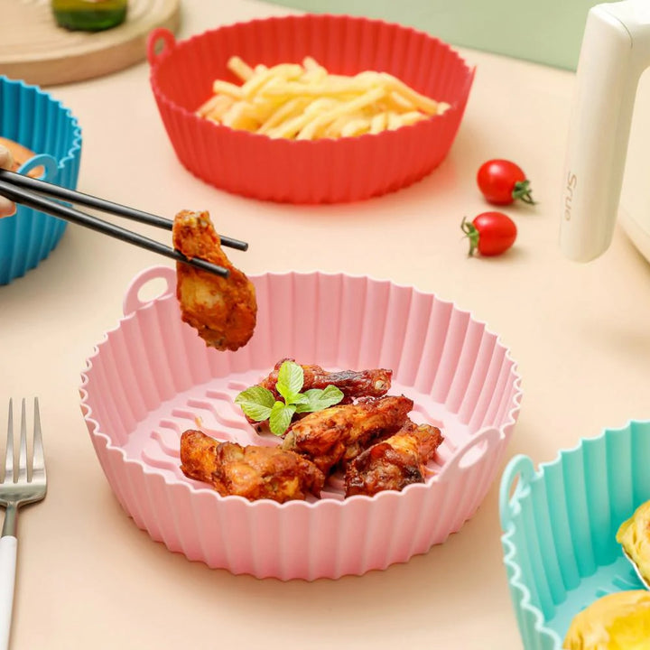 Forma Bandeja de Silicone Flexível Protetora Reutilizável Antiaderente para Fritadeira Elétrica Air Fryer