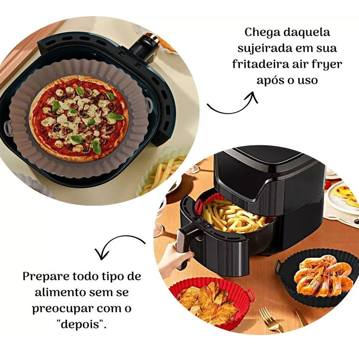 Forma de Silicone Flexível Reutilizável Antiaderente para Fritadeira Elétrica Air Fryer by 474443