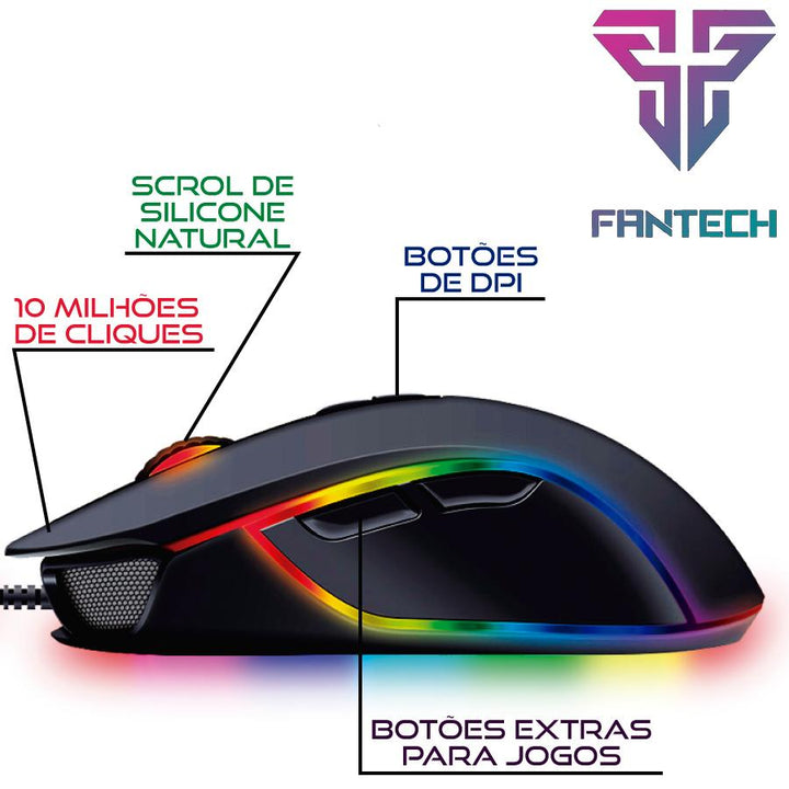 Mouse Gamer Jogo Macro RGB Fantech Thor X9 7 Botões 4800DPI by 413106