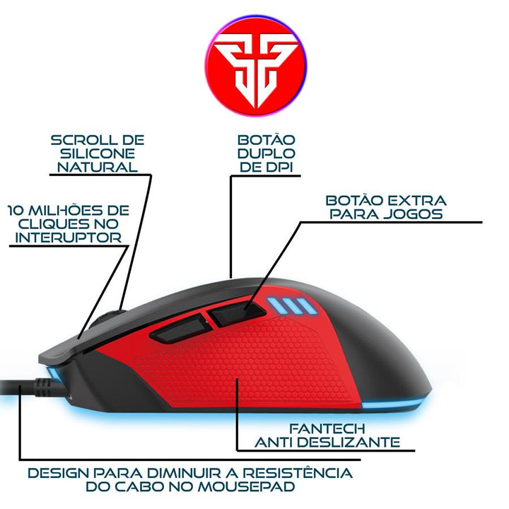 Mouse para Jogos Macro RGB Fantech Phantom X15 7 Botôes by 413106