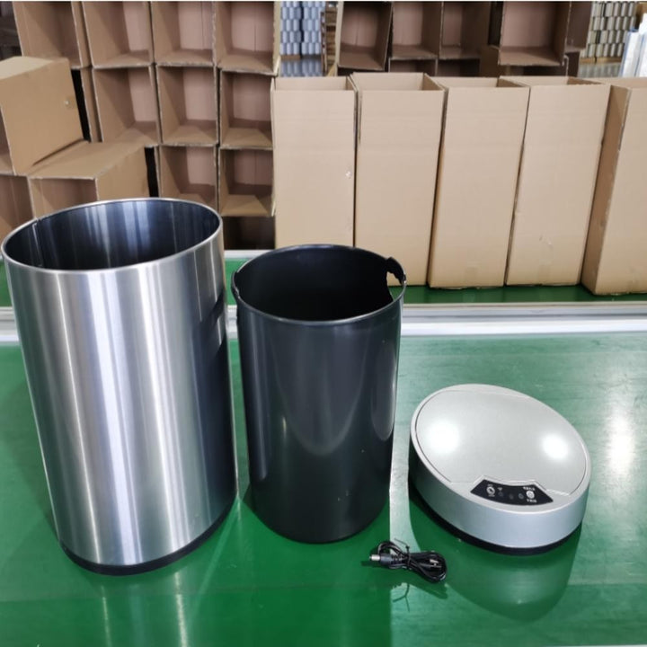 Lixeira Automática Inox 12 Litros Com Sensor Usb Polido Cesto Removível Recarregável Cozinha Banheiro Luxo by 529717