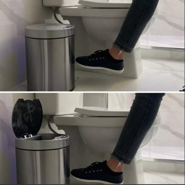 Lixeira Automática Inox 12 Litros Com Sensor Usb Polido Cesto Removível Recarregável Cozinha Banheiro Luxo by 529717