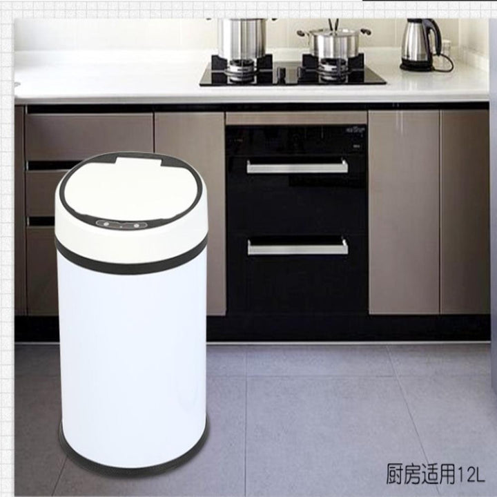 Lixeira Automática Branca 12 Litros Inox Sensor Inteligente Cesto Lixo Banheiro Cozinha Luxo by 529717