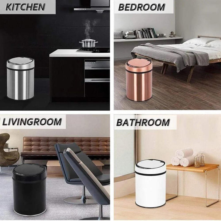 Lixeira Automática Branca 12 Litros Inox Sensor Inteligente Cesto Lixo Banheiro Cozinha Luxo by 529717