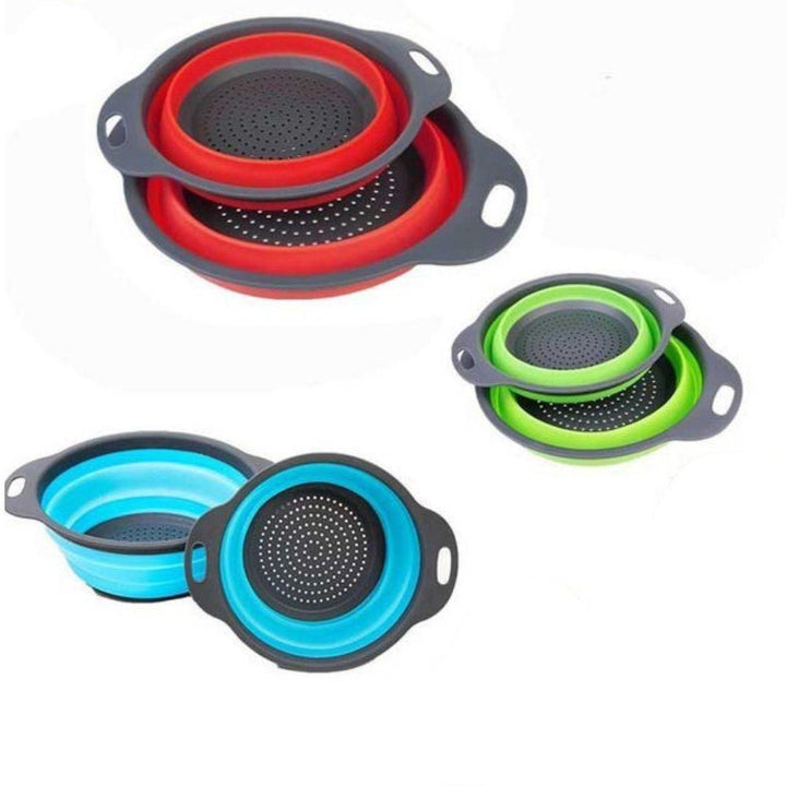 Escorredor Retrátil Silicone Cozinha Macarrão Arroz Legumes Salada Multiuso Portátil Dobrável by 529717