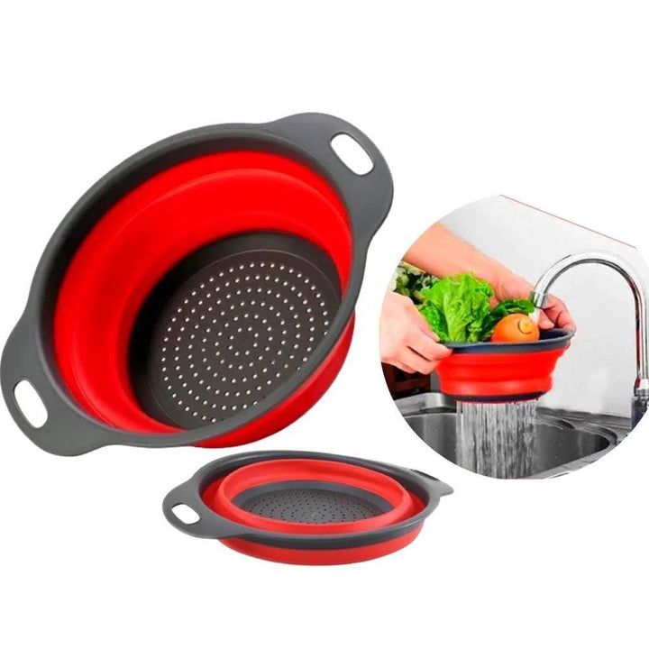 Escorredor Retrátil Silicone Cozinha Macarrão Arroz Legumes Salada Multiuso Portátil Dobrável by 529717