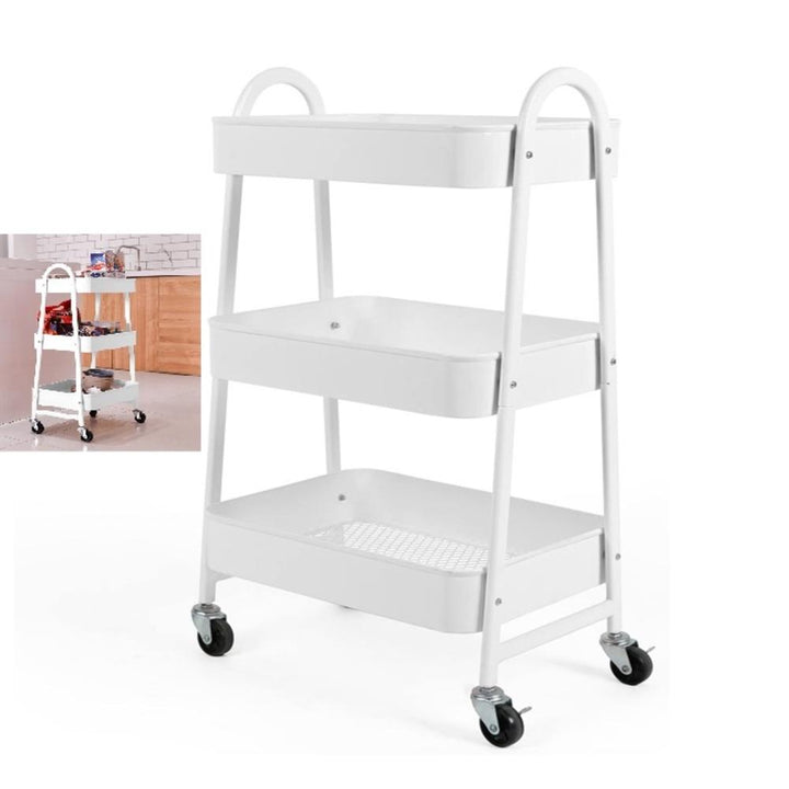 Carrinho Multiuso Branco 3 Prateleiras Auxiliar Organizador Brinquedos Cozinha Profissional Aço by 529717