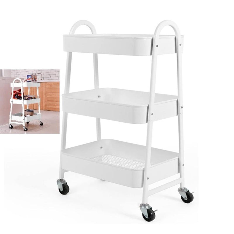 Carrinho Multiuso Branco 3 Prateleiras Auxiliar Organizador Brinquedos Cozinha Profissional Aço by 529717
