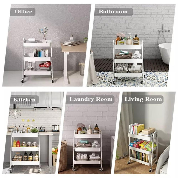 Carrinho Multiuso Branco 3 Prateleiras Auxiliar Organizador Brinquedos Cozinha Profissional Aço by 529717