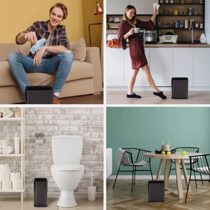 Lixeira Escritório Inox Preta 10 Litros Cesto Aberto Design Black Banheiro Cozinha Sala Luxo Moderno by 529717