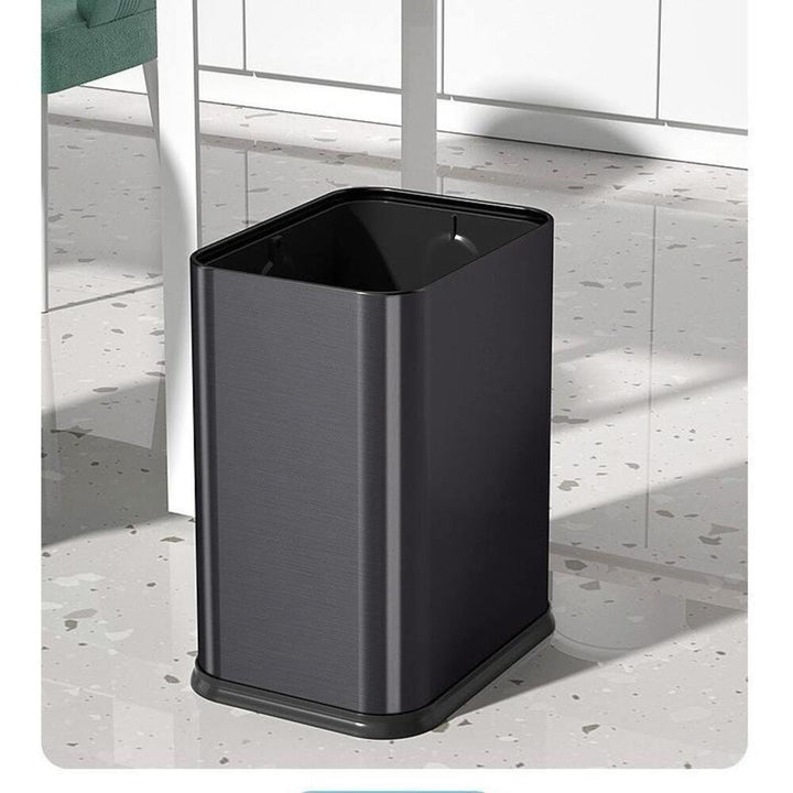 Lixeira Inox Preta 15 Litros Cesto Aberto Sem Tampa Design Black Banheiro Cozinha Escritório Luxo by 529717