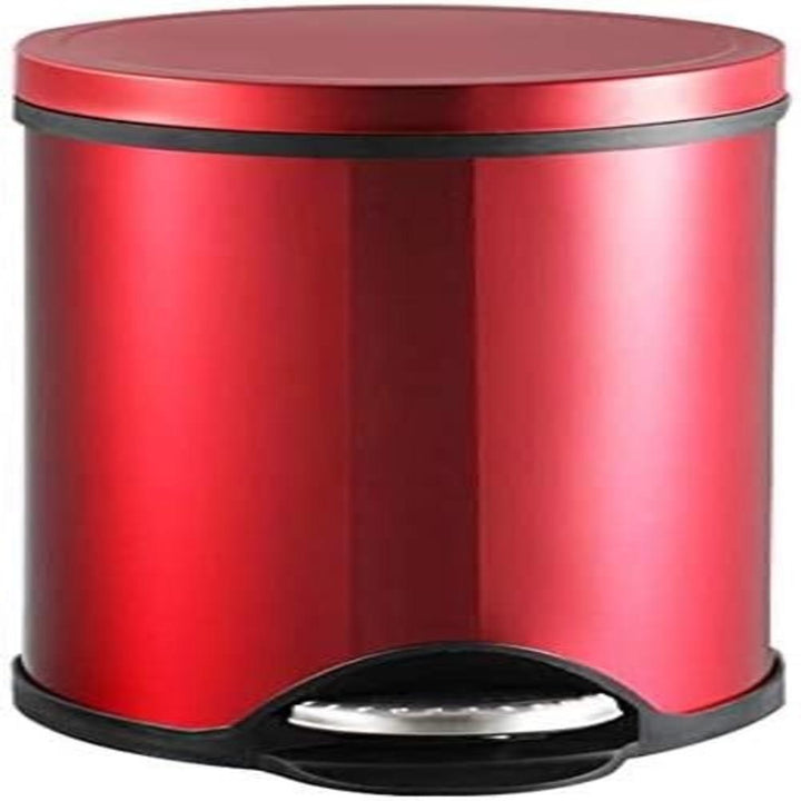 Lixeira Inox Vermelha Redonda Com Pedal Cesto Removível Decoração Banheiro Cozinha Premium Luxo by 529717