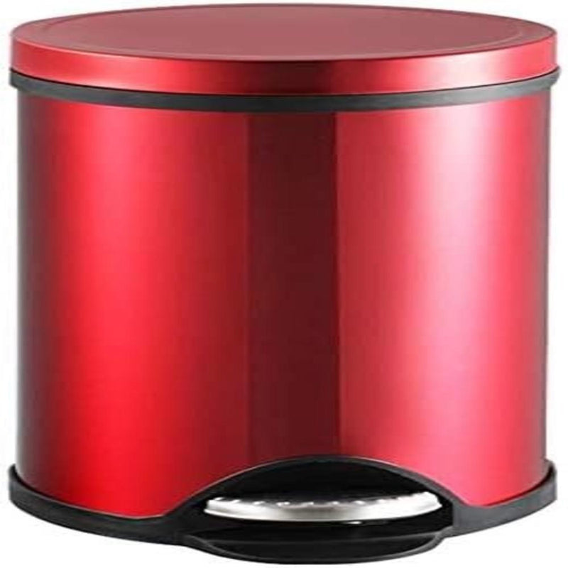 Lixeira Inox Vermelha Redonda Com Pedal Cesto Removível Decoração Banheiro Cozinha Premium Luxo by 529717