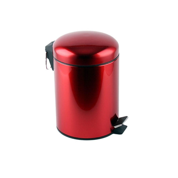 Lixeira Inox Vermelha Redonda Com Pedal Cesto Removível Decoração Banheiro Cozinha Premium Luxo by 529717