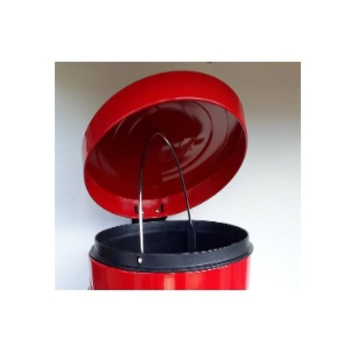 Lixeira Inox Vermelha Redonda Com Pedal Cesto Removível Decoração Banheiro Cozinha Premium Luxo by 529717