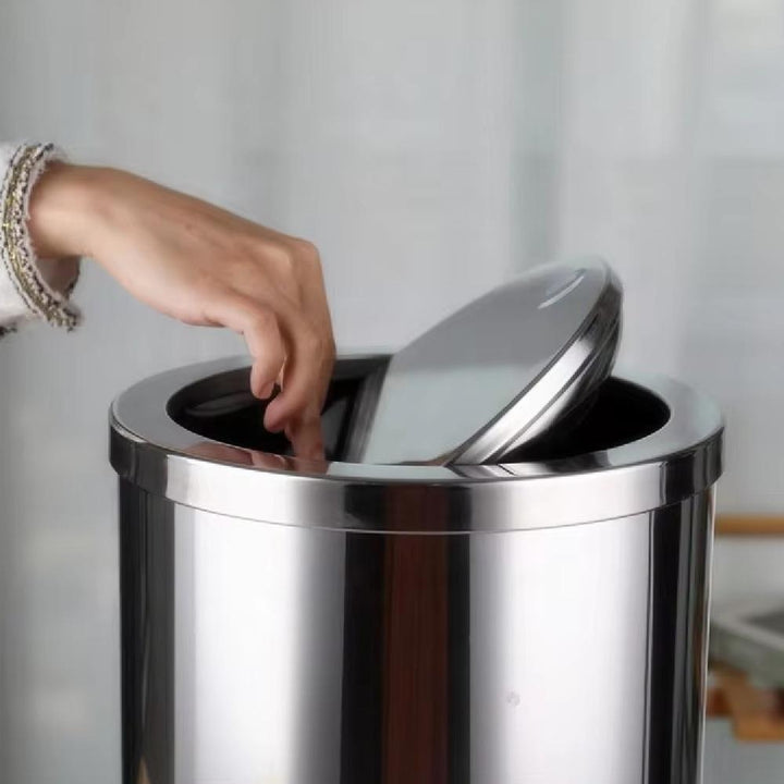 Lixeira Inox Basculante 12 Litros Tampa Vai E Vem Cesto Luxo Banheiro Cozinha Escritório Moderno by 529717