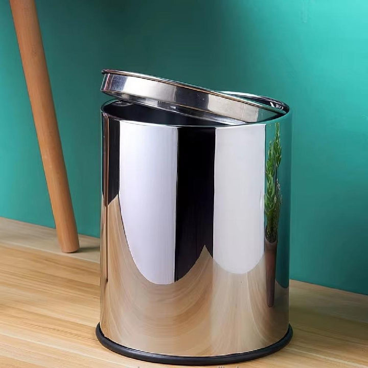 Lixeira Inox Basculante 12 Litros Tampa Vai E Vem Cesto Luxo Banheiro Cozinha Escritório Moderno by 529717