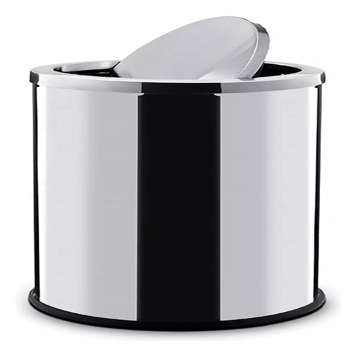 Lixeira Inox Basculante 30 Litros Tampa Giratória Cesto Luxo Escritório Banheiro Cozinha Prata Grande by 529717