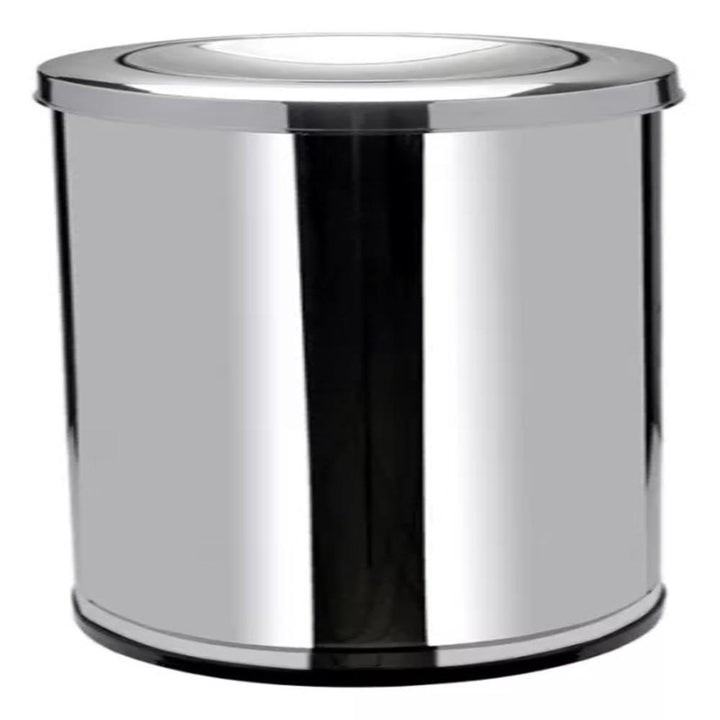 Lixeira Inox Basculante 30 Litros Tampa Giratória Cesto Luxo Escritório Banheiro Cozinha Prata Grande by 529717