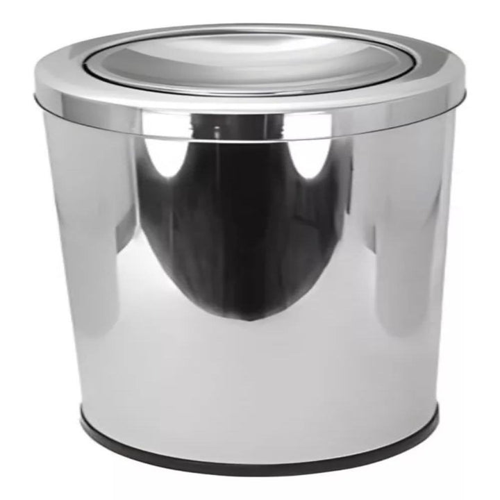 Lixeira Inox Basculante 30 Litros Tampa Giratória Cesto Luxo Escritório Banheiro Cozinha Prata Grande by 529717
