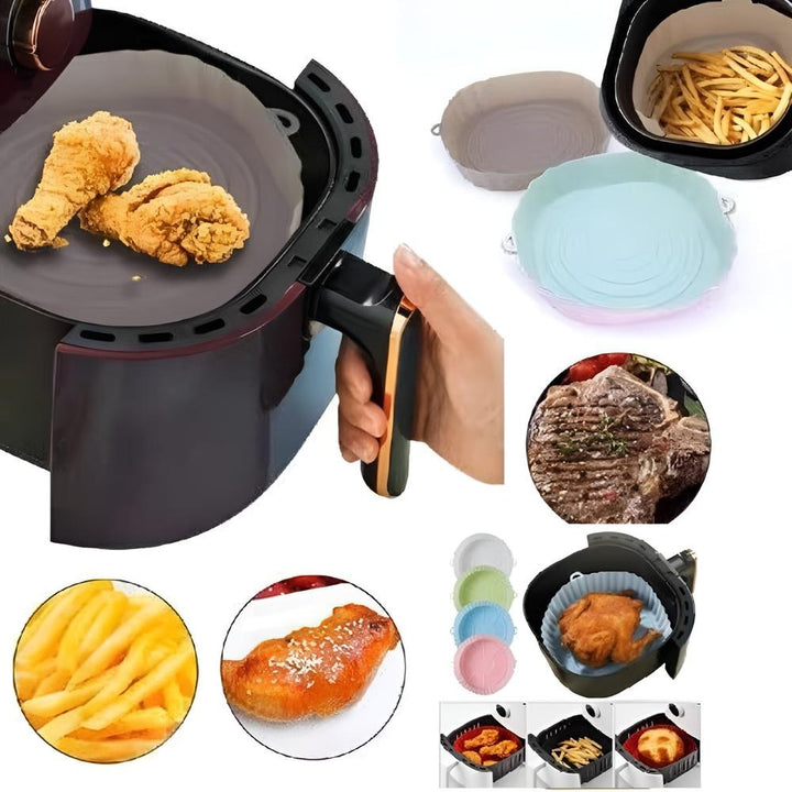 Forma Silicone Air Fryer Antiaderente Redonda Forno Microondas Reutilizável Assadeira Multiuso by 529717