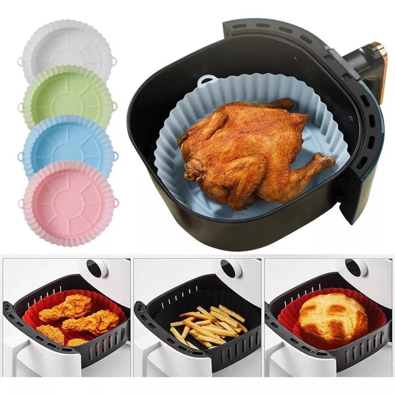 Forma Silicone Air Fryer Antiaderente Redonda Forno Microondas Reutilizável Assadeira Multiuso by 529717