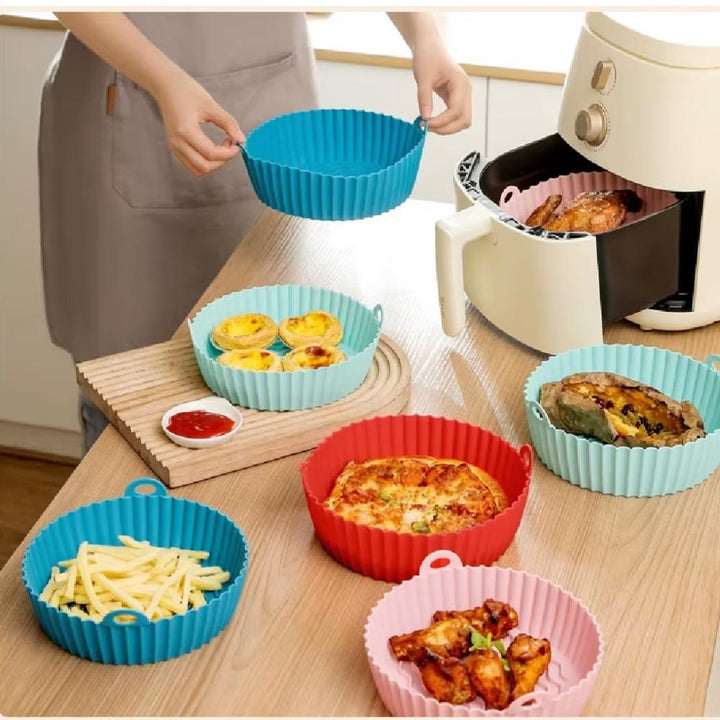Forma Silicone Air Fryer Antiaderente Redonda Forno Microondas Reutilizável Assadeira Multiuso by 529717