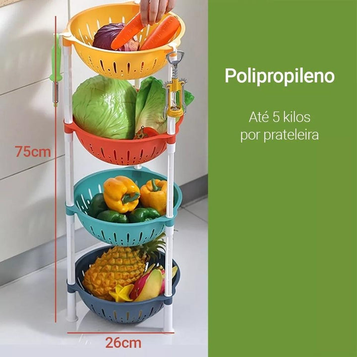 Estante Colorida Infantil 4 Prateleiras Porta Brinquedos Roupas Fruteira Cozinha Banheiro Multiuso by 529717